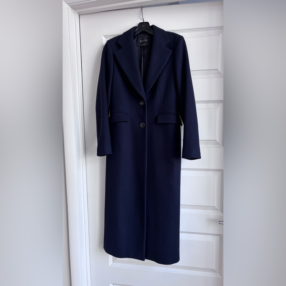 Massimo Dutti Navy Wool Coat